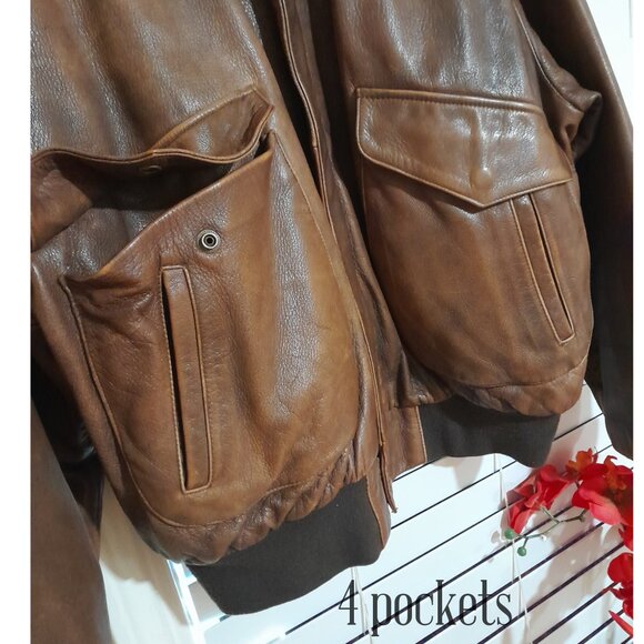 Vintage Men's  Brown Leather Flight Jacket Rugged New Zealand Outback   XL - Picture 3 of 10